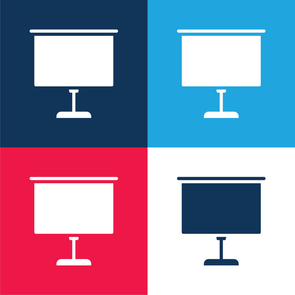 Blackboards blue and red four color minimal icon set - Vector, Image
