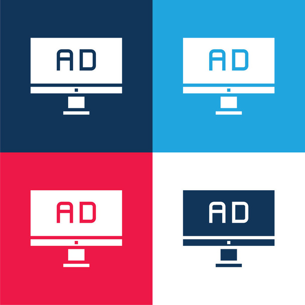 Рекламний синьо-червоний чотириколірний мінімальний набір піктограм
 - Вектор, зображення