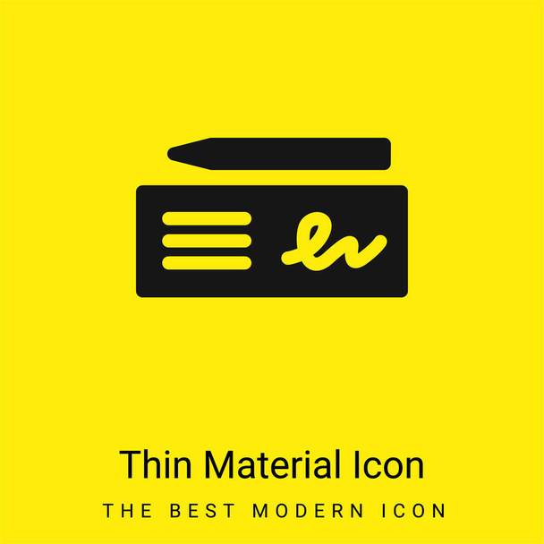 Bank Check minimal bright yellow material icon - Vector, Image