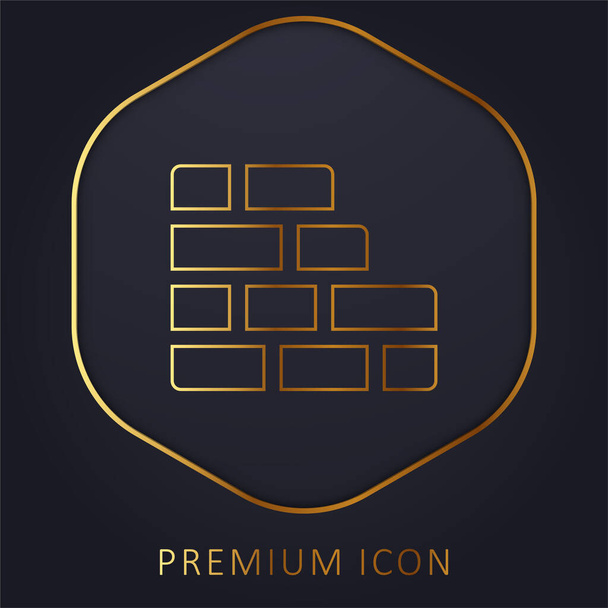 Brickwall linha dourada logotipo premium ou ícone - Vetor, Imagem