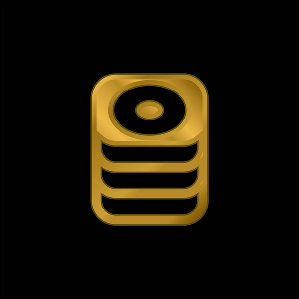 Gran base de datos chapado en oro icono metálico o logo vector - Vector, imagen