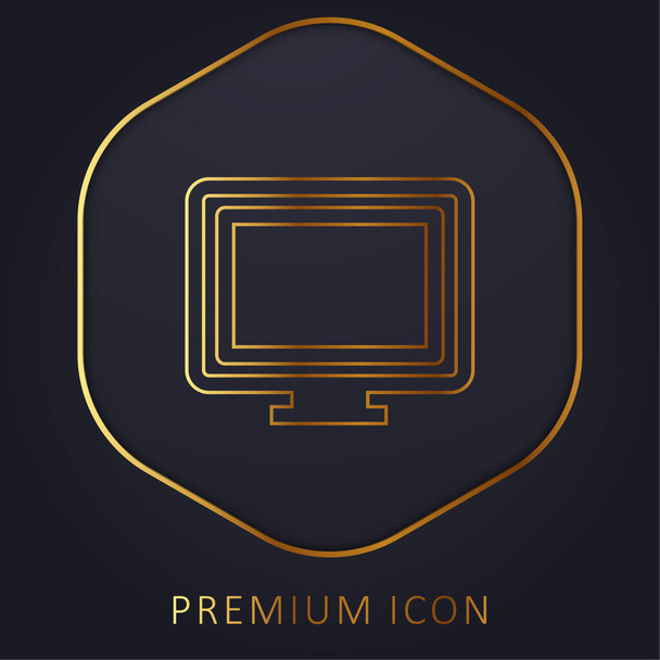 Big Computer Monitor arany vonal prémium logó vagy ikon - Vektor, kép