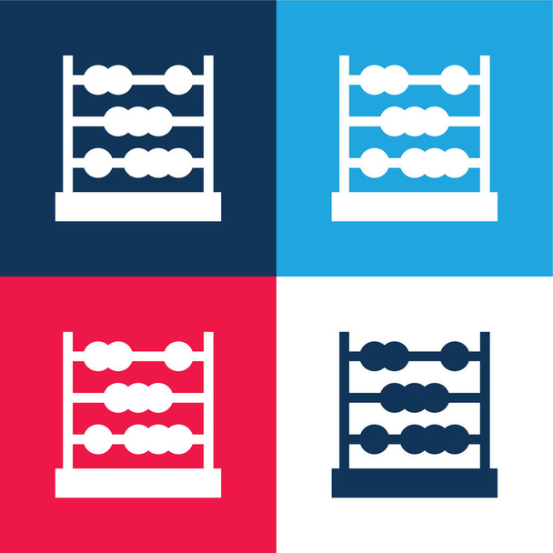 青と赤の四色の極小アイコンセット - ベクター画像