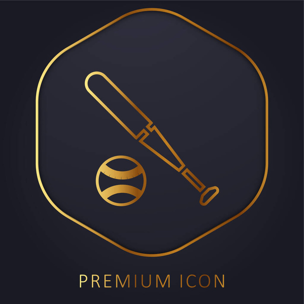 Béisbol línea de oro logotipo premium o icono - Vector, imagen