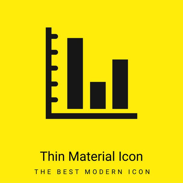 Gráfico de barras de estatísticas de negócios ícone de material amarelo brilhante mínimo - Vetor, Imagem