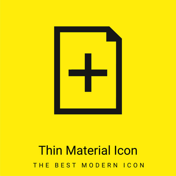 Añadir un símbolo de interfaz de documento mínimo icono de material amarillo brillante - Vector, imagen