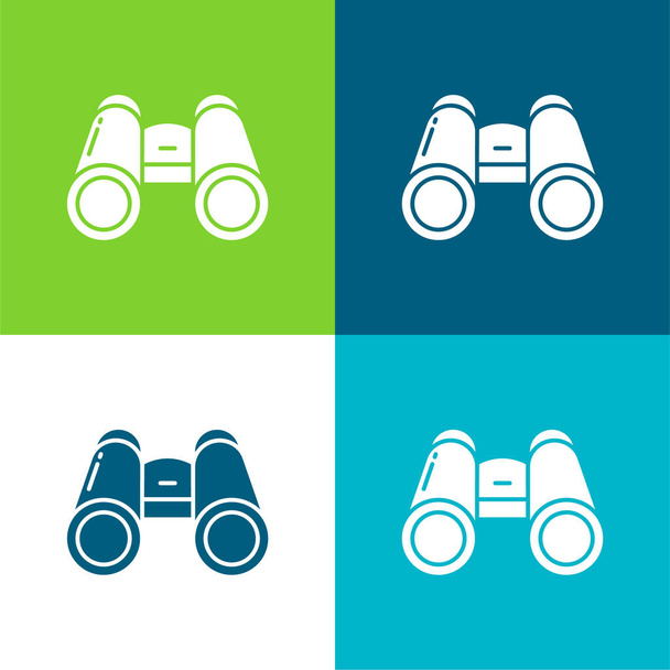 Conjunto de iconos mínimo de cuatro colores plana binocular - Vector, Imagen