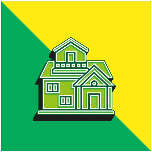 Arquitectura verde y amarillo moderno 3d vector icono logo - Vector, Imagen