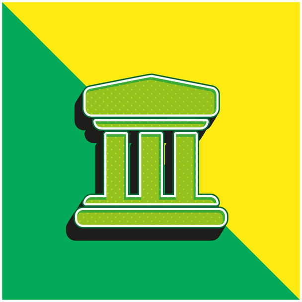 Banco Verde y amarillo moderno vector 3d icono del logotipo - Vector, imagen