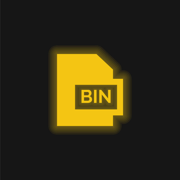 Bin amarelo brilhante ícone de néon - Vetor, Imagem