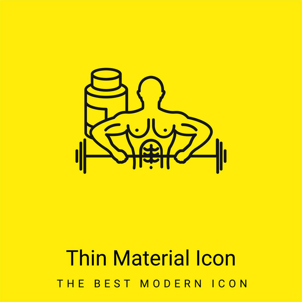 Bodybuilder Carrying Dumbbell minimal bright yellow material icon - Vector, Image