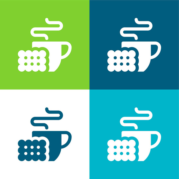 Breakfast Flat four color minimal icon set - Vector, Image