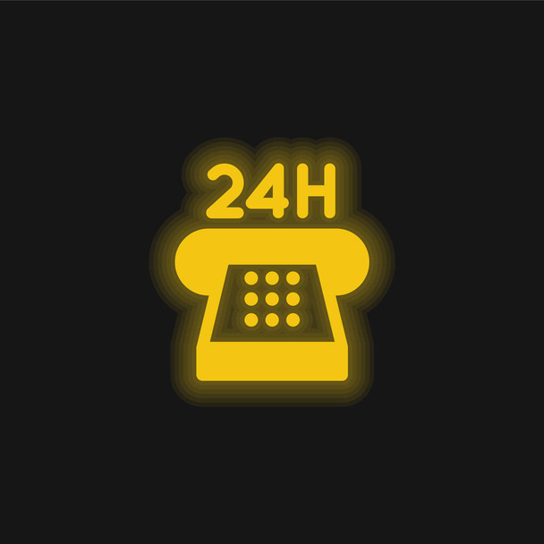 24 Servicio amarillo brillante icono de neón - Vector, Imagen