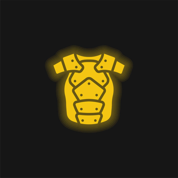 Armor yellow glowing neon icon - Vector, Image