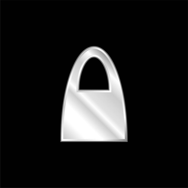 Borsa shopping nera Silhouette di grande manico argento placcato icona metallica - Vettoriali, immagini