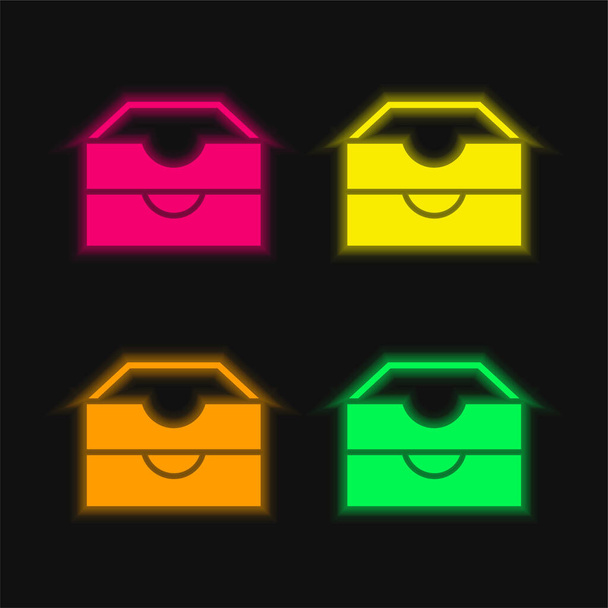 Archivo de cuatro colores brillante icono de vectores de neón - Vector, Imagen