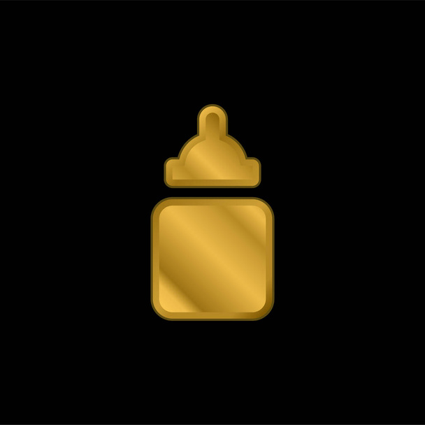 Baby Fles verguld metalic icoon of logo vector - Vector, afbeelding