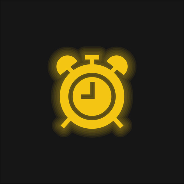 Alarma Clock yellow growing neon icon - Вектор,изображение
