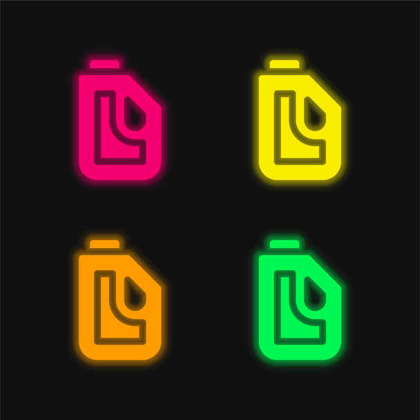 Blanqueador de cuatro colores brillante icono de vectores de neón - Vector, Imagen