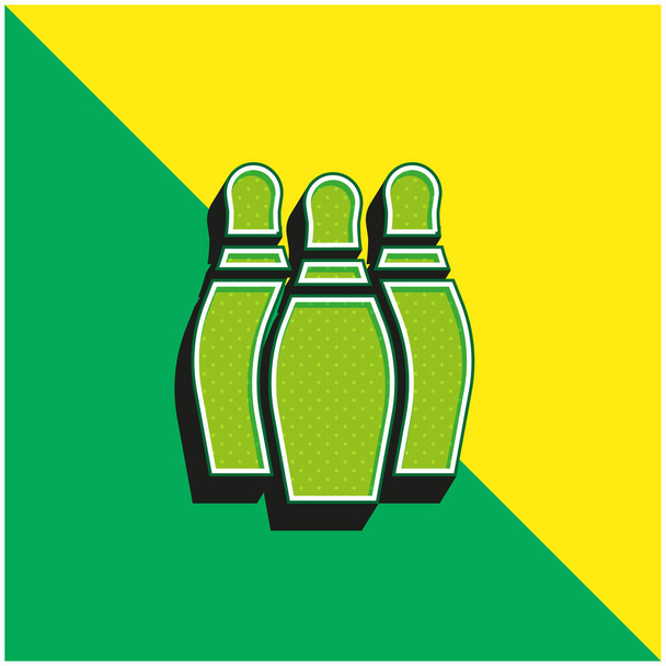 Bowling Groen en geel modern 3D vector icoon logo - Vector, afbeelding
