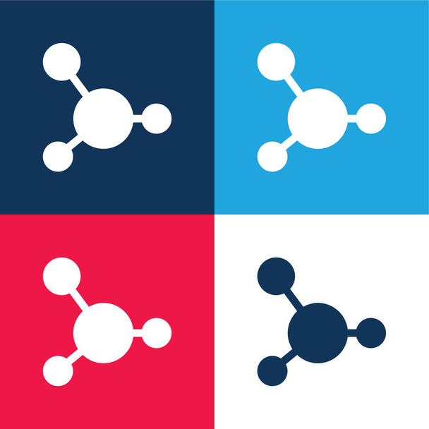 Bloed blauw en rood vier kleuren minimale pictogram set - Vector, afbeelding