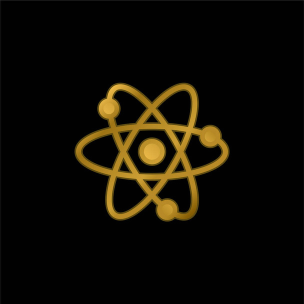 Atom aranyozott fémes ikon vagy logó vektor - Vektor, kép