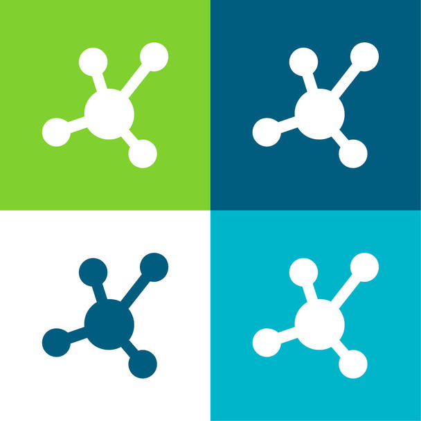 Atomic Bond Ensemble d'icônes minimal plat à quatre couleurs - Vecteur, image