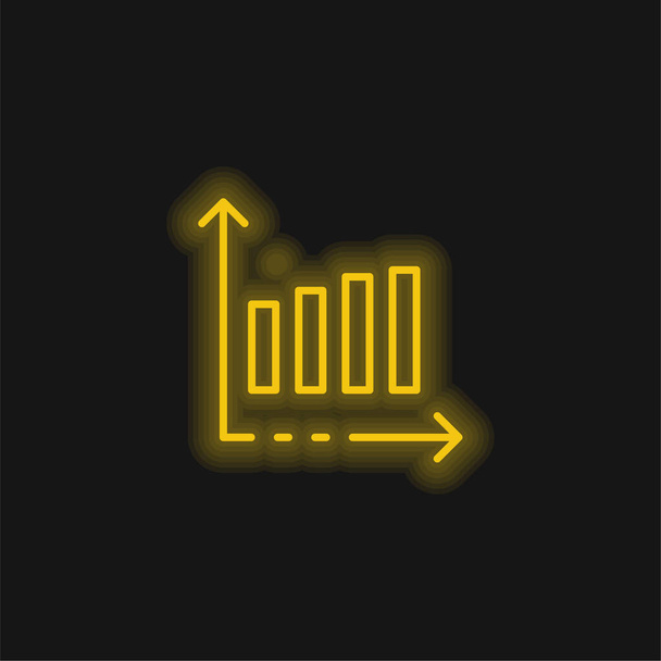 Bar Graph keltainen hehkuva neon kuvake - Vektori, kuva