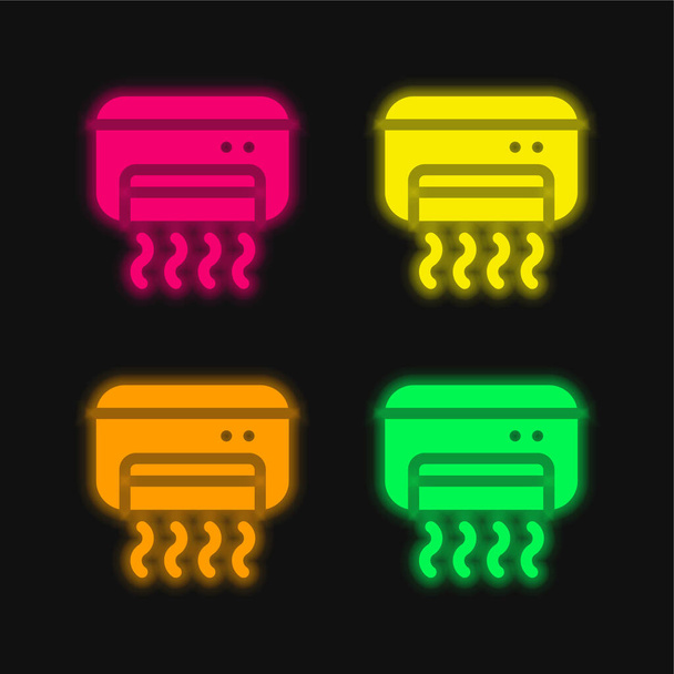 Κλιματιστικό τέσσερις χρώμα λαμπερό νέον διάνυσμα εικονίδιο - Διάνυσμα, εικόνα