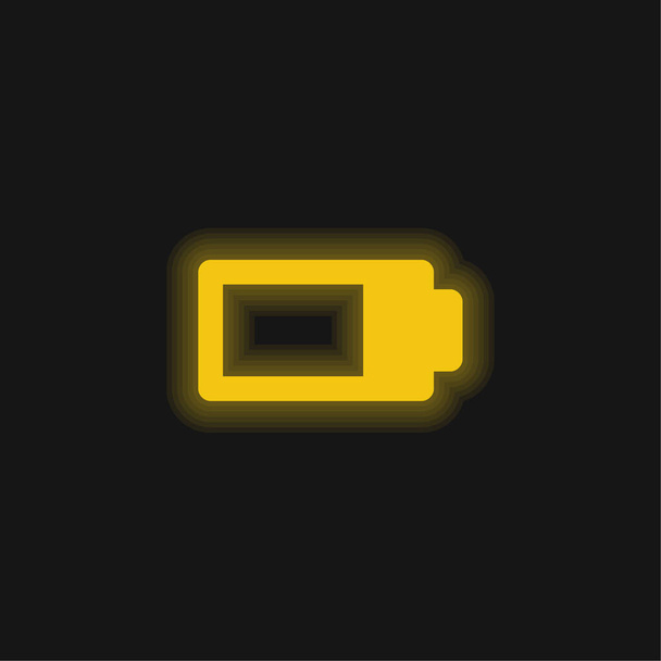 Battery Almost Full yellow glowing neon icon - Vector, Image