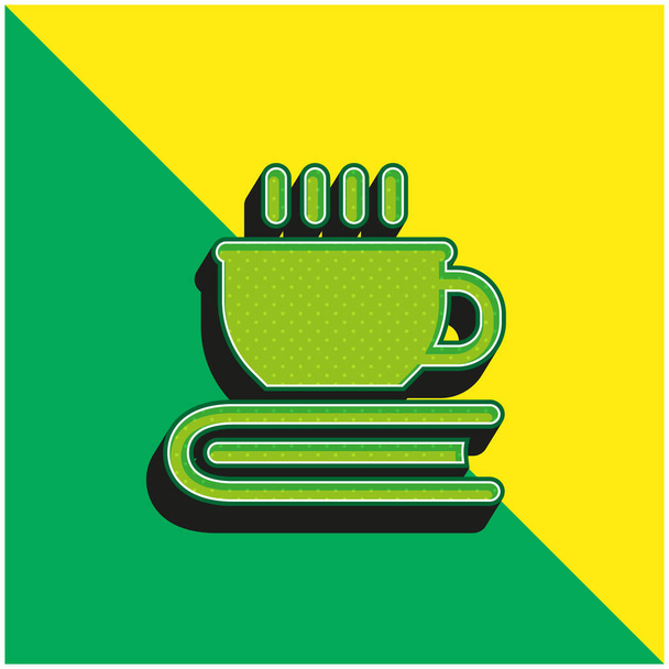 Boek Groen en geel modern 3D vector icoon logo - Vector, afbeelding