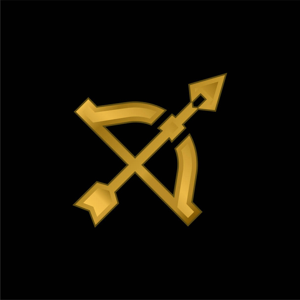 Bow And Arrow Золота металева піктограма або вектор логотипу
 - Вектор, зображення