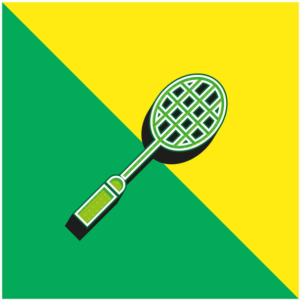 Badminton Green and yellow modern 3d vector icon logo - Vector, Image