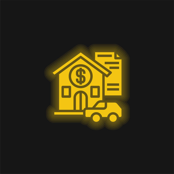 Activo amarillo brillante icono de neón - Vector, Imagen