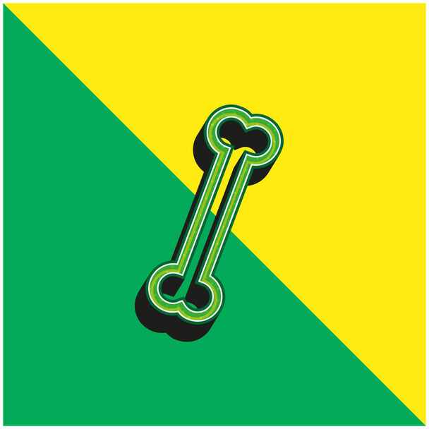 Bone Outline Variant Zelená a žlutá moderní 3D vektorové logo ikony - Vektor, obrázek