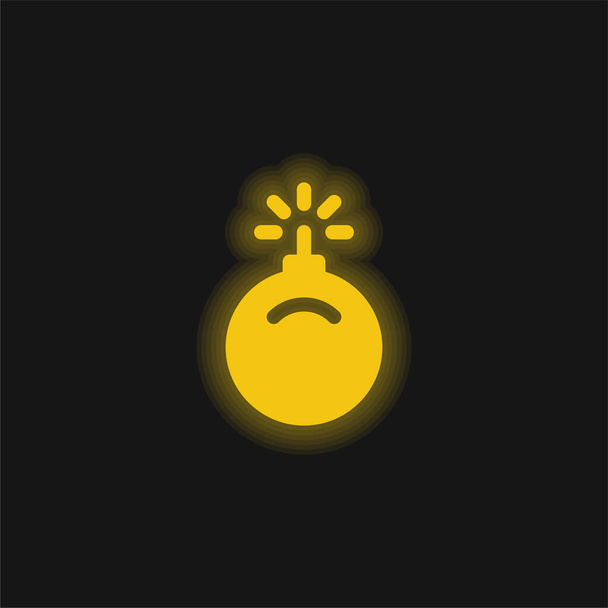 Ícone de néon brilhante amarelo bomba - Vetor, Imagem