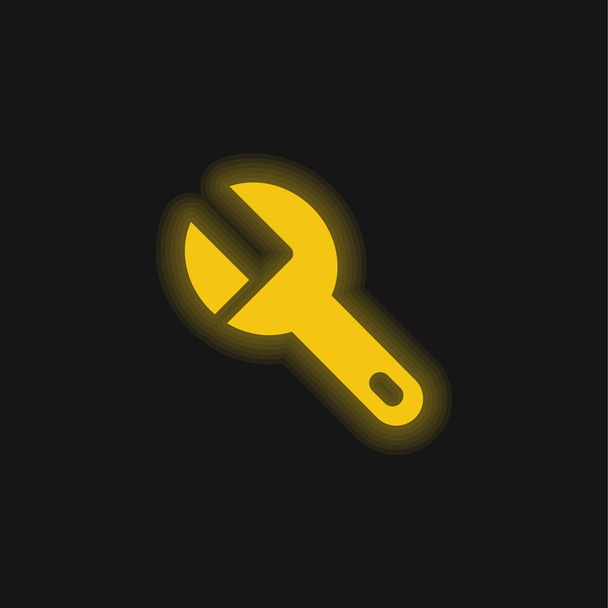 Big Wrench yellow glowing neon icon - Vector, Image