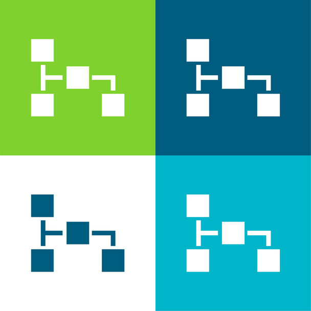 Schéma de bloc Ensemble d'icônes minimal plat quatre couleurs - Vecteur, image
