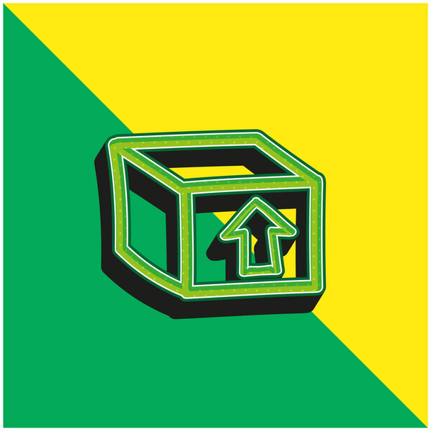 Box balíček s šipkou nahoru ručně kreslený symbol Zelená a žlutá moderní 3D vektorové logo - Vektor, obrázek