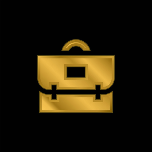 Valigetta oro placcato icona metallica o logo vettore - Vettoriali, immagini