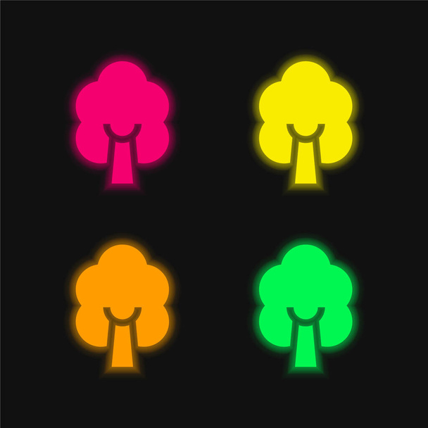 Koivu Tree neljä väriä hehkuva neon vektori kuvake - Vektori, kuva