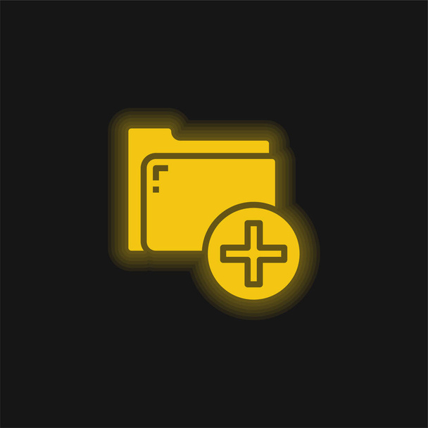 Add yellow glowing neon icon - Vector, Image