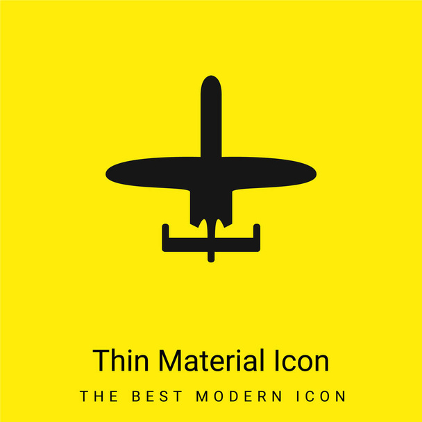 Avião de tamanho pequeno ícone material amarelo brilhante mínimo - Vetor, Imagem
