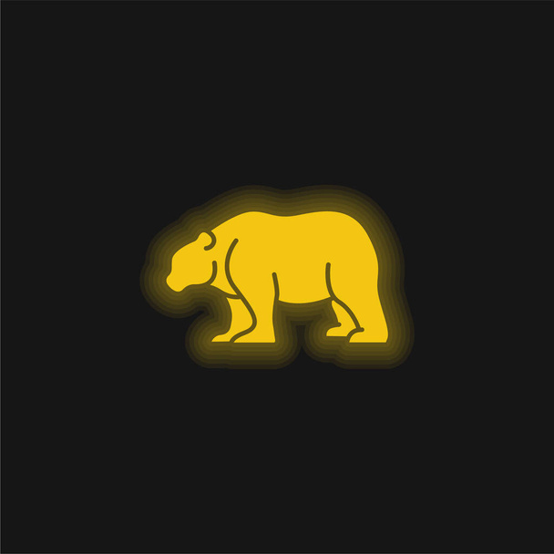 黄色の輝くネオンアイコンをクマ - ベクター画像