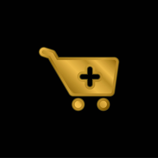 Añadir al carro de la compra chapado en oro icono metálico o logo vector - Vector, Imagen