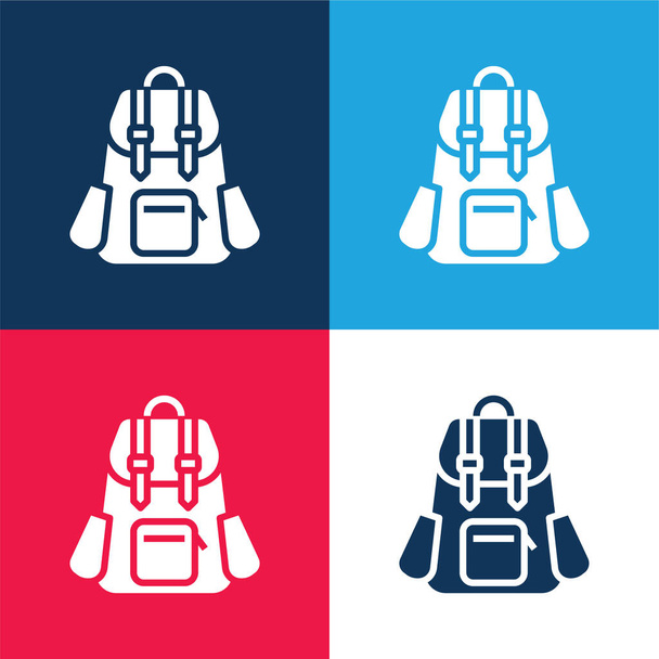 Torba niebieski i czerwony zestaw czterech kolorów minimalny zestaw ikon - Wektor, obraz