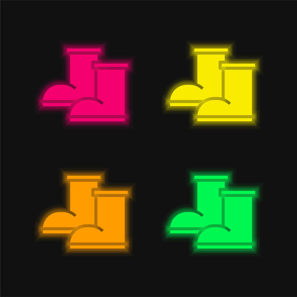 Boots nelivärinen hehkuva neon vektori kuvake - Vektori, kuva