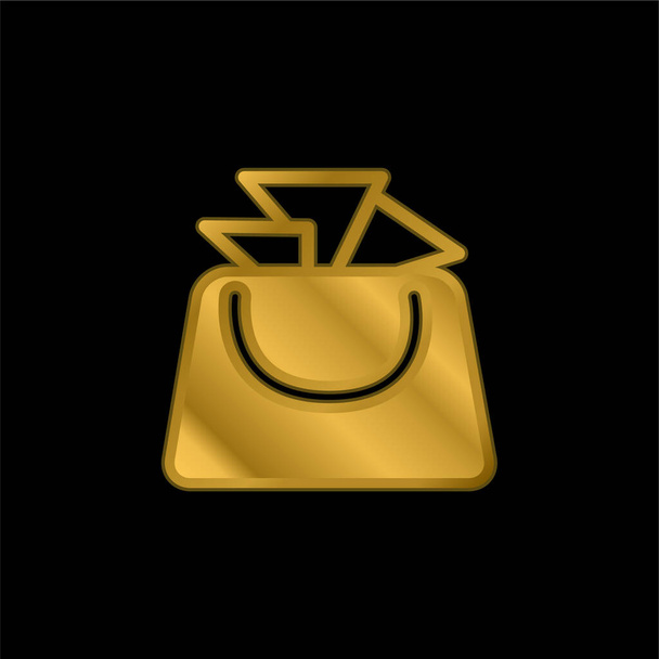 Bag For Ladies gold plated metalic icon or logo vector - Vector, Image