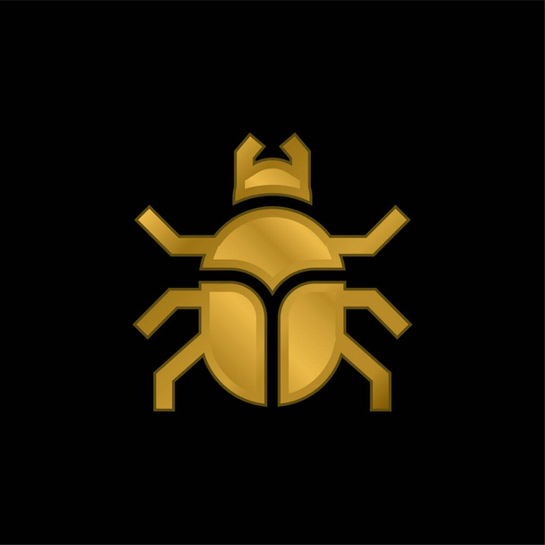 Beetle gold plated metalic icon or logo vector - Vector, Image