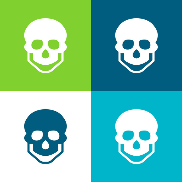 Big Skull Plano de quatro cores conjunto de ícones mínimos - Vetor, Imagem
